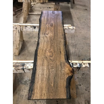 Eichenbohle, STRUKTUR, BROWN geölt, Baumkante, Altholz-Stil, rustikal, unbesäumt, 120x30x3cm